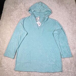 Andie Swim The Hoodie Dress Cover Up Blue Medium NEW